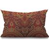 BGBDEIA Federa per cuscino con motivo cachemire floreale, cultura tradizionale, etnica asiatica, stile batik, rettangolare, per divano, decorazione della casa, cotone e lino, 30 x 50 cm