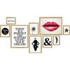 PHOTOLINI Set di 9 cornici per poster oro legno MDF, plexiglass infrangibile, da parete, accessori inclusi - per foto, immagini e poster