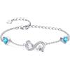 Qings Bracciale Infinito Donna Argento 925 con Tanzanite Bracciali Dicembre Cuore Pietre di Nascita Braccialetto Regolabile Infinity ECG, Blu Gemma Gioielli Regalo di Natale per Mamma Donne Ragazze