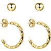 BONNYBIRD® Orecchini Cerchio Donna Oro Set Acciaio Chirurgico Inossidabile Inox Anallergici Senza Nichel Free Gioielli Impermeabile Placcati Placcato