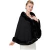 BEAUTELICATE Donna Stola Scialle Pelliccia Sintetica Coprispalle Sciarpa Bolero Calda Elegante per Sposa Damigella Matrimonio Invernale Cerimonia (Nero,Taglia unica)