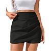 GORGLITTER Gonna corta da donna Culottes, pantaloni casual, elegante, con orlo a tulipani, Nero , L