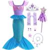 LiUiMiY Costume Sirena Bambina Vestito Principessa con Accessori per Carnevale Natale, 2-3 Anni (Etichetta 100)