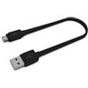 Green Cell Cavo USB-A - Micro USB 25cm Cavo piatto corto Nero Compatibile con Kompatibel mit Quick Charge 3.0 per Powerbank, Samsung, Xiaomi, Huawei, Kindle, Nexus, Telefoni Android