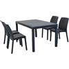 MIlani Home CALIGOLA - set tavolo in alluminio e teak cm 150 x 90 x 74 h con 4 sedie Alma
