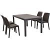 MIlani Home CALIGOLA - set tavolo in alluminio e teak cm 150 x 90 x 74 h con 4 sedie Alma
