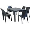 MIlani Home CALIGOLA - set tavolo in alluminio e teak cm 150 x 90 x 74 h con 6 sedie Alma