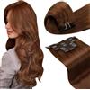 LaaVoo Extension Capelli Veri Clip, Rosse Marrone, 45cm 120g 7pcs, Capelli Naturali, Lunga Durata, per Cerimonie Importanti, Colore 33