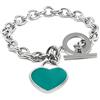 inSCINTILLE Cuore Rock Bracciale Donna a Catena in Acciaio Inossidabile Lucido con Cuore Colorato (Verde)