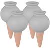 Relaxdays Set 4 Sfere da Irrigazione, Coni in Argilla, 100 ml, Irrigatore Annaffia Piante, Ceramica, Terracotta Grigio