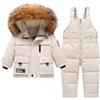 Acuryx Tuta da Neve 2 Pezzi da Neonato Capppotto con Cappuccio Saloppette Piumino Invernale da Bambini Bianco 4-5 Anni