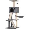 PawHut Tiragraffi per Gatti Albero con Cuccia Lettino Sospeso e Scale 2 in Peluche Gioco e Rilassamento Giorgio|Aosom