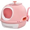 PawHut Lettiera per Gatti Chiusa con Vassoio Estraibile, 2 Ingressi e Paletta, 47x55x44cm, Rosa|Aosom