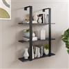 DEGHI Libreria sospesa 70x90h cm in acciaio nero con mensole antracite - Multipla