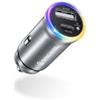 SYNCWIRE Caricabatterie da Auto USB C [PD 45W & QC 45W] RGB Colorato USB Tipo-C Caricatore Adattatore Auto Ricarica Veloce Compatibile con iPhone 15 Pro Max 14 13 12,Samsung S23,Google, Argento