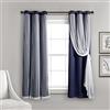 Lush Decor Tende a pannello con occhielli trasparenti con fodera oscurante isolante, set di tende per finestra oscuranti (coppia), 96,5 cm di larghezza x 160 cm di lunghezza, blu navy