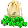 Waldfelsen 6, 12, 20, 30 o 50 dadi di alta qualità, dimensione standard 16 mm, dadi in acrilico, dadi per giochi da tavolo, dadi a 6 lati, accessori da gioco, set con sacchetti di stoffa (Verde erba