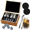 TOPSEAS Whisky Stones Set di Regalo,Bicchieri di Whisky Set,8 Cubetti di Ghiaccio Riutilizzabili + 2 Bicchieri da Whiskey + 2 Coaster + Pinza + Sacca,per Whisky Vodka Wine Beer e tutte le bevande