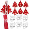 HOWAF 6 Portaposate Natale + 6 Portatovaglioli Natalizi Renna, Portaposate in Feltro di Natale Portaposate Natalizio Natale Tavola Anelli Portatovaglioli Renna per Natale Tavola Table Decorative