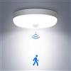 VECINO Plafoniera con sensore di movimento, lampada da soffitto a LED, rotonda, bianca, IP56, 15 W, 1500 lm, 4000 K, 15 cm, piccola, ideale per bagno, corridoio, cantina
