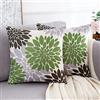 HomeStilez Set di 2 Federa per Cuscino 40x40 cm Geometrica Decorativa Fiore Lino Federe Cuscini Marrone Verde e Grigio Moderno Quadrato Fattoria Copricuscini Divano per Soggiorno Divano Esterno Giardino