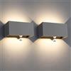 Kingwen 2PCS 20W Applique da Parete con Sensore di Movimento 3000K Grigia | 1000lm Caldo Lampade da Parete Angolo del Fascio Regolabile LED Applique da Interni Esterni IP65 Impermeabile