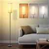 Lithomy Lampada da Terra, Lampada da Lettura LED Piantana Dimmerabile 9W con 3 Temperature Colore, Lampade da Terra con Paralume Quadrato Lino e Interruttore a Pedale per Soggiorno, Camera da Letto