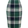 Kinghua Gonna a tubino da donna in lana scozzese autunno inverno vita alta fessura aderente lunghezza al ginocchio gonna midi, verde scuro, S