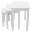 AERATI Tavolo laterale, set di 3 tavole laterali in legno per la sala living, colore bianco finito