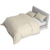 Italian Bed Linen Satin Parure Copripiumino in Raso in Tinta Unita, 100% Cotone, Panna, 2 Posti