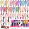 Clara Colors 20pcs Gel Liner Semipermanente per Unghie, 7ml Oro Argento rosso verde blu, per la Pittura di Linee, Painting Nail Art, Kit per Manicure da Salone