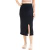 LACOFIA Gonna Midi per Donna con Vita Alta Elasticizzata in Maglia Costine Gonna a Tubino con Spacco Gonne Elegante Casual Tinta Unita di Base,Taglia Unica(2825) Nero