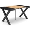 Skraut Home | Consolle allungabile | Tavolo consolle allungabile | 140 | Per 6 persone | Gambe in legno | Stile moderno | Rovere e nero