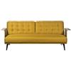 DRW Divano Letto a 3 posti in Poliestere e Legno in Senape 87x203x81 cm, Mostarda