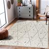 Livabliss Plano Tappeto Salotto Moderno per Casa, Sala da Pranzo e Cucina Tappeto Geometrico Astratti Neutri Aztechi Stile Boho, leggera da Pulire, Ampio 160x213cm, Crema e Nero