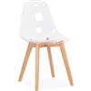 KONTE.DESIGN Set di 4 sedie WYNWOOD in policarbonato trasparente e gambe in legno di faggio massiccio