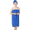 YJZQ Kilt da sauna da donna con asciugamano per capelli, set di asciugamani per sauna, accappatoio con chiusura in velcro ed elastico per spa, doccia e bagno, Blu, 70 x 140 cm