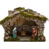 Holyhome Capanna Completa con Natività 15x10x11,5 cm (5,90x3,93x4,52 Inch) Luci a Batteria