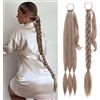 MY-LADY Lunga Estensione Coda di Cavallo, MY-LADY 86 cm Treccia Lunga Coda Capelli Posticci per Coda con Elastico Lunghi DIY Ponytail Extension per Donne, Miscela di castano chiaro cenere Biondo candido