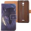 Lankashi Wolf Design Custodia Portafoglio in PU Pelle Caso Guscio Protettiva Cover con Porta Carte Skin Case per Alcatel One Touch Pixi 4 6 3G 8050D