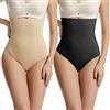 SUIUOI 2PCS Donna Mutandine Modellanti a Vita Alta, Mutandine Contenitiva a Vita Alta Mutande,Modellanti Un Addome Piatto Dimagrante Pancia Piatta Guaina Contenitivo Invisibile Thong Shapewear