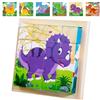 KOIROI Puzzle in legno, puzzle a cubo 3D, 6 in 1, motivo: dinosauro con 16 cubi, puzzle in legno Montessori, giocattolo per bambini a partire da 1 2 3 4 anni