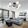 Lampadario Roma 6 Nero con sfere Bianche Satinate E14 da soffitto