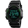 TONSHEN Uomo Sportivo Impermeabile Orologio LED Elettronico Multifunzionale Militare Tattica Digitale Orologi da Polso 12H/24H Doppio Tempo Data Sveglia 50M Subacqueo Plastica Lunetta e Gomma Band (Verde)