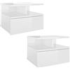 vidaXL 2x Comodini Pensili con Cassetto e Scomparti Aperti Compatti Eleganti Moderni Armadietti Sospesi Comò Bianco Lucido 40x31x27 cm in Truciolato