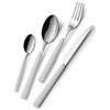 GLOUPIE Set 24 Posate Loft Bianco Per 6 Persone in Acciaio Inox e Manico In ABS Made In Italy Lavabili In Lavastoviglie