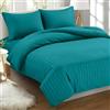 Elegant Comfort Set copripiumino da 3 pezzi, di qualità egiziana a 1500 fili, lussuoso, resistente alle pieghe, 3 pezzi, a righe damascate, colore: turchese