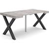 Skraut Home | Consolle allungabile | Tavolo consolle allungabile | 160 | Per 8 persone | Gambe in legno | Stile moderno | Cemento