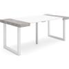Skraut Home | Consolle allungabile | Tavolo consolle allungabile | 180 | Per 8 persone | Gambe in legno | Stile moderno | Bianco e cemento