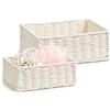 Zeller 18094 - Cestino conservazione intreccio di carta, set da 2, bianco, 24 x 18 x 9 cm